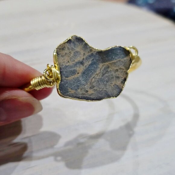 Ocean Jasper Cuff ✦ Emotional Talisman ✦ 14Kt Gold Wire Wrap Crystal Bracelet - Picture 1 of 6